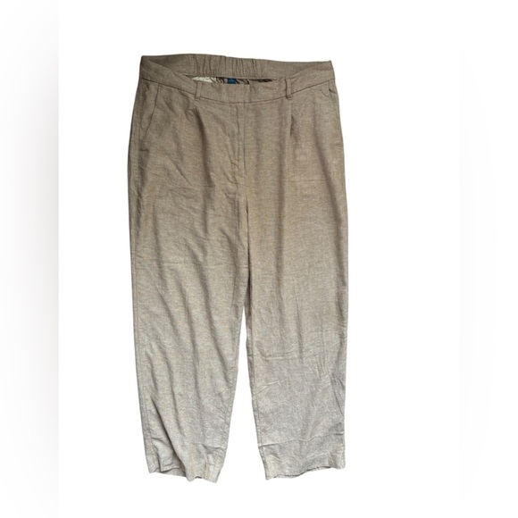 Old Navy Pants - Old Navy Women's Linen Blend Khaki Pleated Wide Leg Trousers Full Length Size XL